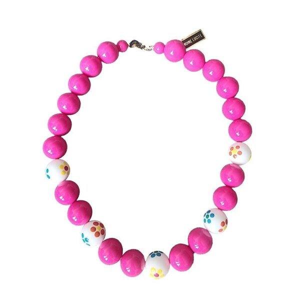 Source Unknown Jewelry - 100% Genuine Lucite 18" Chunky Bobble Statement Necklace Barbie Fuchsia Pink